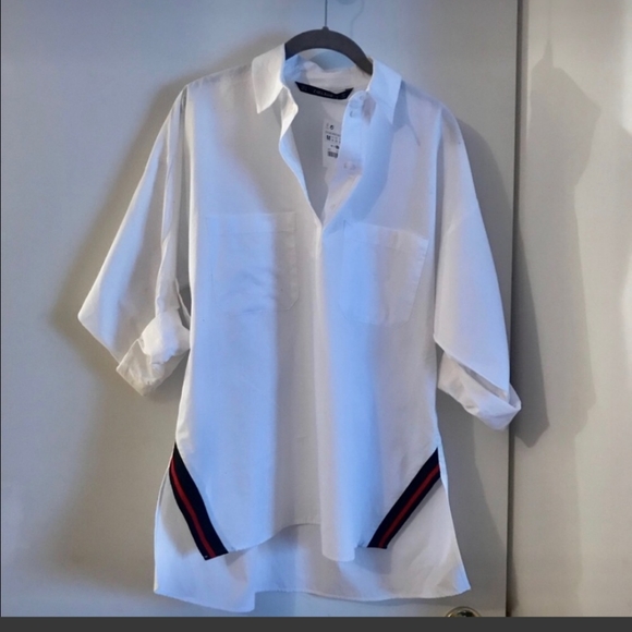 NWT: ZARA OVERSIZED BLOUSE WITH  RIBBON - Picture 4 of 4